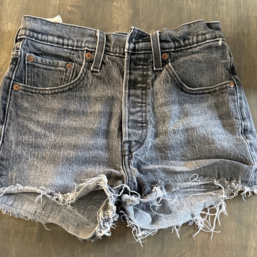 Levi’s 501 Distressed Gray Denim Shorts
